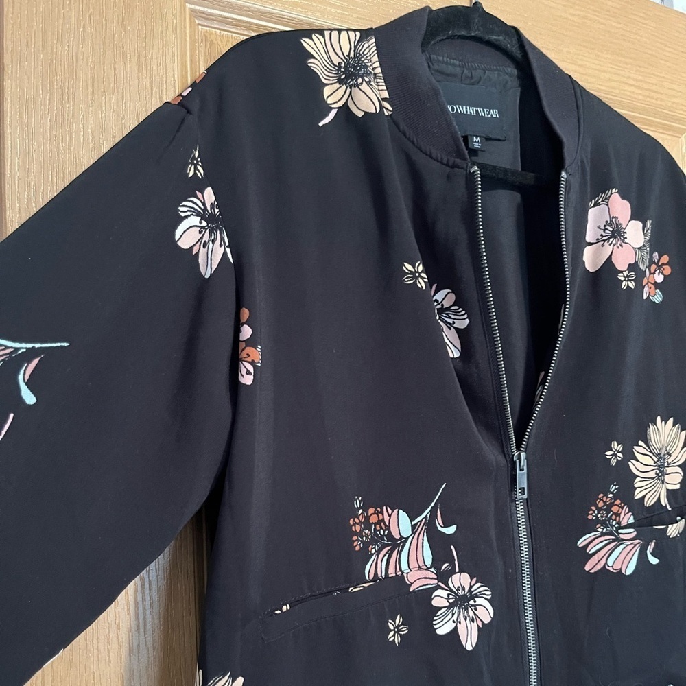 Who What Wear Black Floral Bomber Jacket - Picture 3 of 12